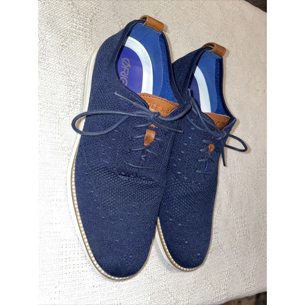 Cole Haan Original Grand Men’s Wingtip Casuals Size 9.5 M Blue Fabric Athleisure